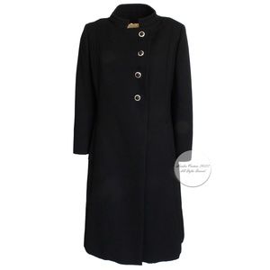 50s Wool Coat by Zelinka Matlick Military Style Tailored Sculptural Collar Rare